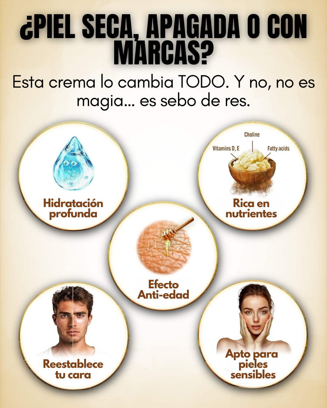 Crema de sebo de res | Elimina arrugas, manchas y dale Firmeza a tu piel
